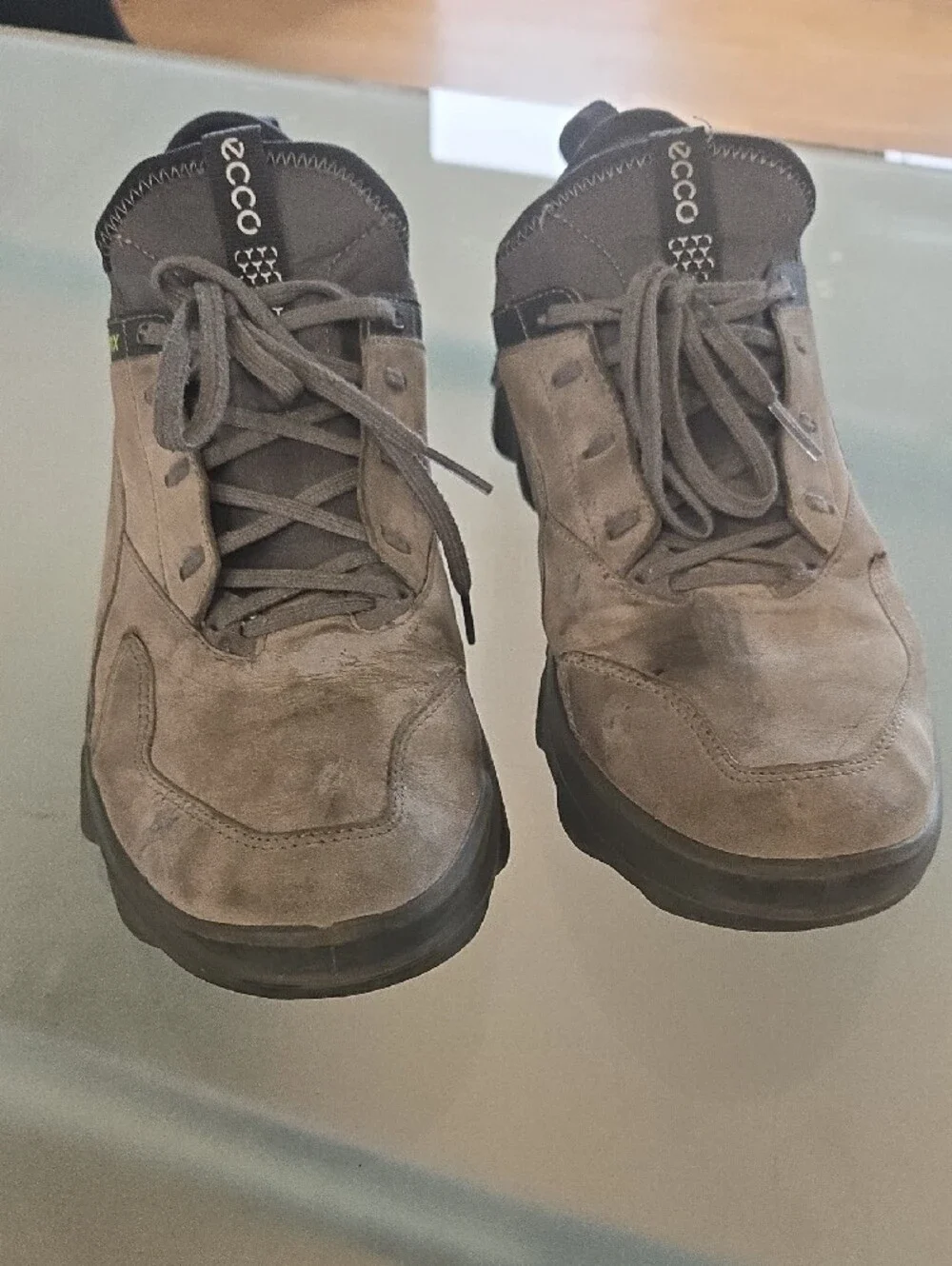 Ecco Men's Taupe Suede Lace-Up Sneakers with Black Trim